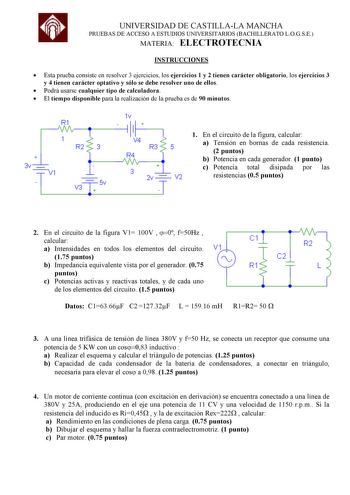 Examen de Electrotecnia (selectividad de 2004)