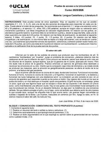 Lengua Castellana y Literatura – EvAU Castilla-La Mancha (2026)