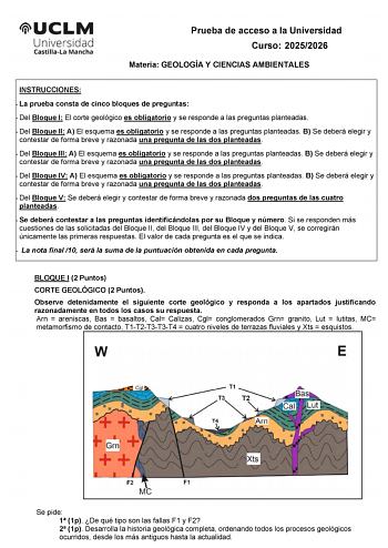 Geología y Ciencias Ambientales – EvAU Castilla-La Mancha (2026)