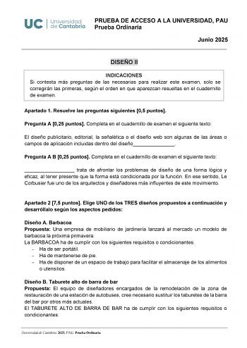 Examen de Diseño (EBAU de 2025)