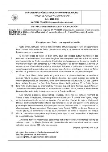 Francés – EvAU Comunidad de Madrid (2026)