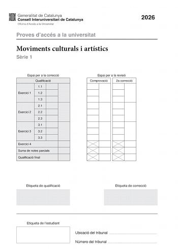 Movimientos Culturales y Artísticos – PAU Cataluña (2026)