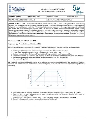 Ciencias Generales – PAU Comunidad Valenciana (2026)