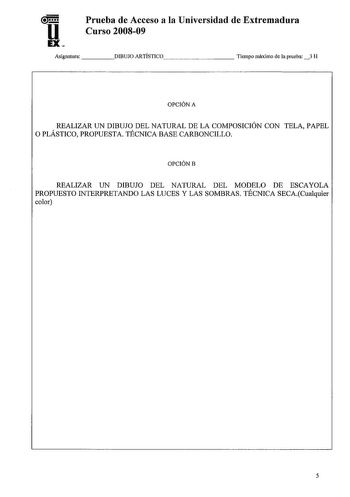 Examen de Dibujo Artístico II (selectividad de 2009)