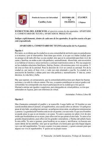 Historia de la Filosofía – EBAU Castilla y León (2026)