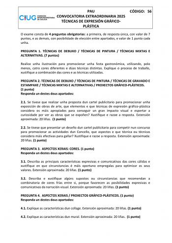 Examen de Técnicas de Expresión Gráfico Plástica (ABAU de 2025)