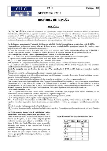 Examen de Historia de España (PAU de 2016)