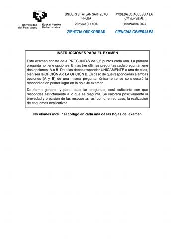 Examen de Ciencias Generales (EAU de 2025)