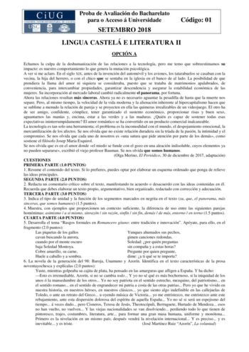 Examen de Lengua Castellana y Literatura (ABAU de 2018)