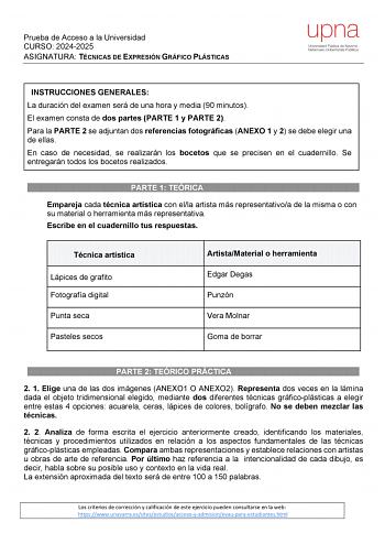 Examen de Técnicas de Expresión Gráfico Plástica (EvAU de 2025)