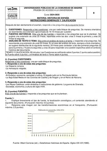Examen de Historia de España (EvAU de 2025)