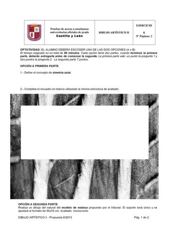 Examen de Dibujo Artístico II (PAU de 2015)