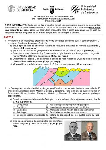 Examen de Geología y Ciencias Ambientales (EBAU de 2025)