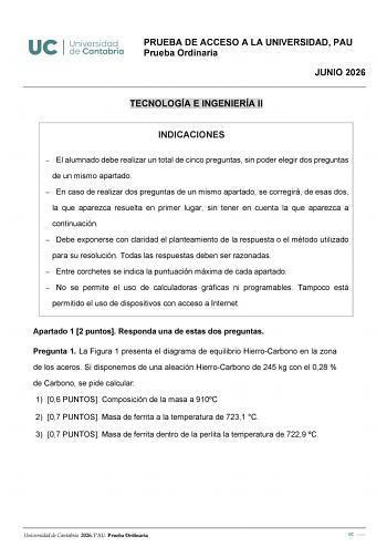 Tecnología e Ingeniería – EBAU Cantabria (2026)