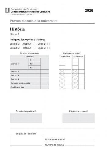 Historia de España – PAU Cataluña (2026)