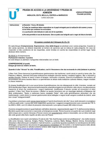 Italiano – PEvAU Andalucía (2026)