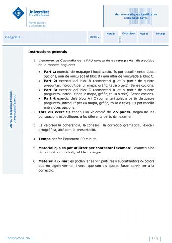 Geografía – PBAU Islas Baleares (2026)