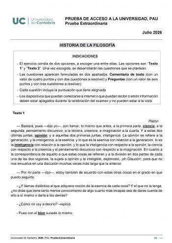 Historia de la Filosofía – EBAU Cantabria (2026)