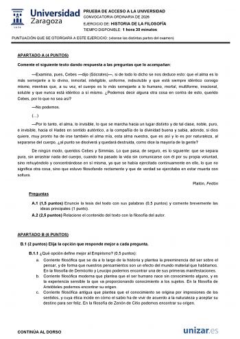 Historia de la Filosofía – EvAU Aragón (2026)