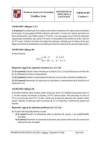 Matemáticas Aplicadas a las Ciencias Sociales – EBAU Castilla y León (2026)