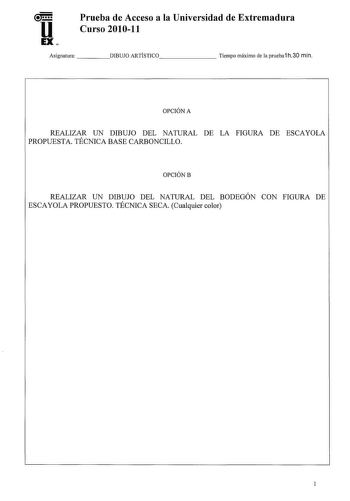 Examen de Dibujo Artístico II (PAU de 2011)