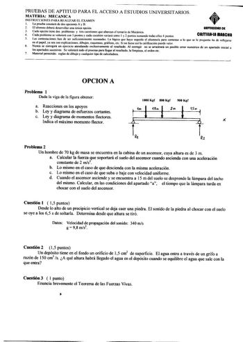 Examen de Mecánica (selectividad de 2003)