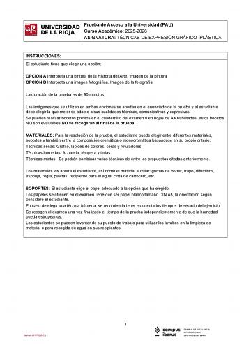 Técnicas de Expresión Gráfico Plástica – EBAU La Rioja (2026)