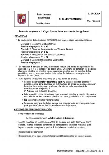 Examen de Dibujo Técnico II (EBAU de 2025)