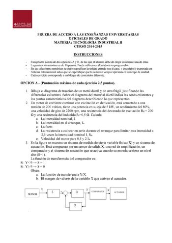 Examen de Tecnología Industrial (PAU de 2015)