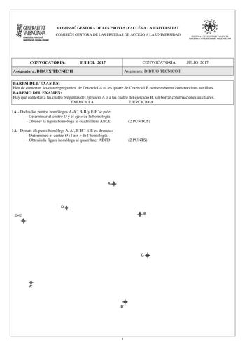 Examen de Dibujo Técnico II (PAU de 2017)