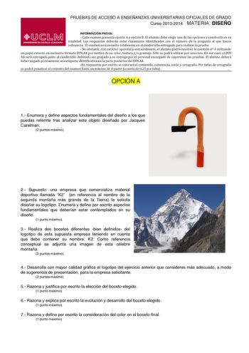 Examen de Diseño (PAU de 2014)