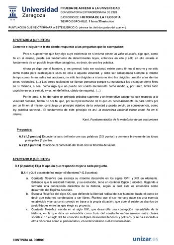 Historia de la Filosofía – EvAU Aragón (2026)