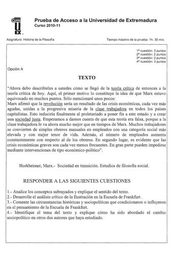 Examen de Historia de la Filosofía (PAU de 2011)