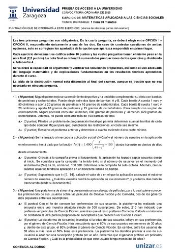 Examen de Matemáticas Aplicadas a las Ciencias Sociales (EvAU de 2025)