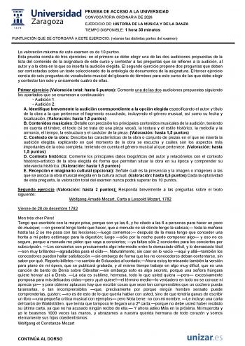 Historia de la Música y de la Danza – EvAU Aragón (2026)