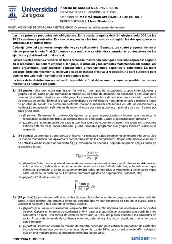 Matemáticas Aplicadas a las Ciencias Sociales – EvAU Aragón (2026)