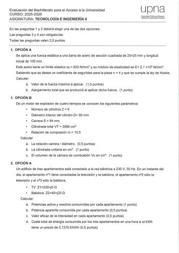 Tecnología e Ingeniería – EvAU Navarra (2026)