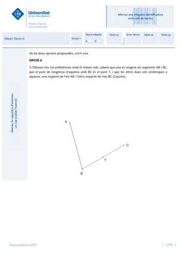 Examen de Dibujo Técnico II (PBAU de 2019)