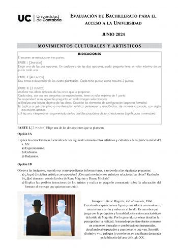 Examen de Movimientos Culturales y Artísticos (EBAU de 2024)