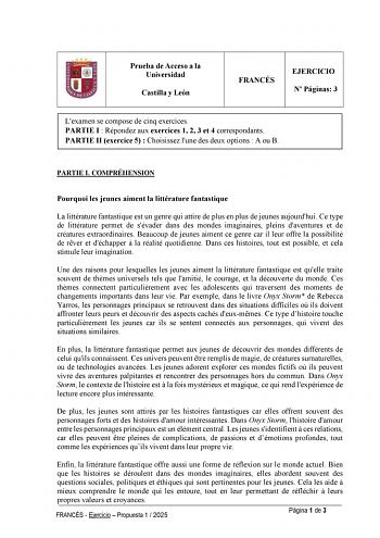 Examen de Francés (EBAU de 2025)