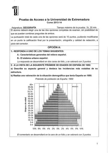 Examen de Geografía (PAU de 2014)