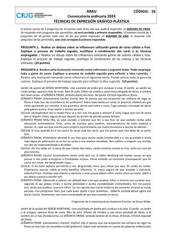 Examen de Técnicas de Expresión Gráfico Plástica (ABAU de 2024)