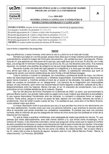Examen de Lengua Castellana y Literatura (EvAU de 2025)