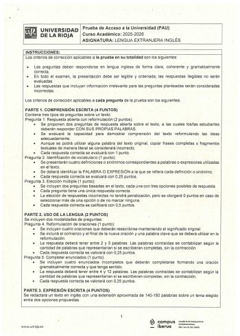 Inglés – EBAU La Rioja (2026)