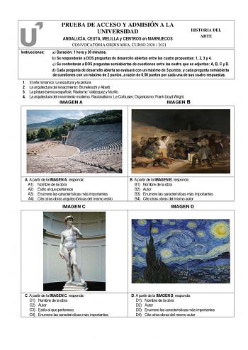 Examen de Historia del Arte (PEvAU de 2021)