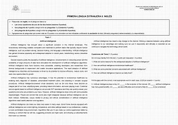 Examen de Inglés (EBAU de 2024)
