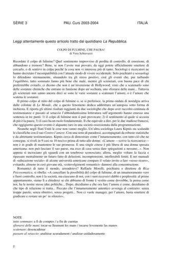 Examen de Italiano (selectividad de 2004)