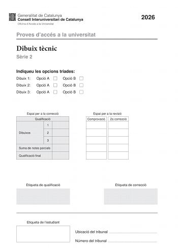Dibujo Técnico II – PAU Cataluña (2026)