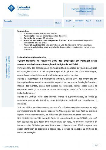 Portugués – PBAU Islas Baleares (2026)