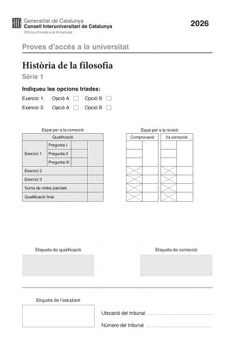 Historia de la Filosofía – PAU Cataluña (2026)